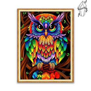 Diamond Painting Uil Multicolor | Diamond-painting-club.nl