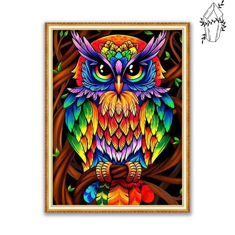 Diamond Painting Uil Multicolor | Diamond-painting-club.nl