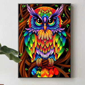 Diamond Painting Uil Multicolor | Diamond-painting-club.nl