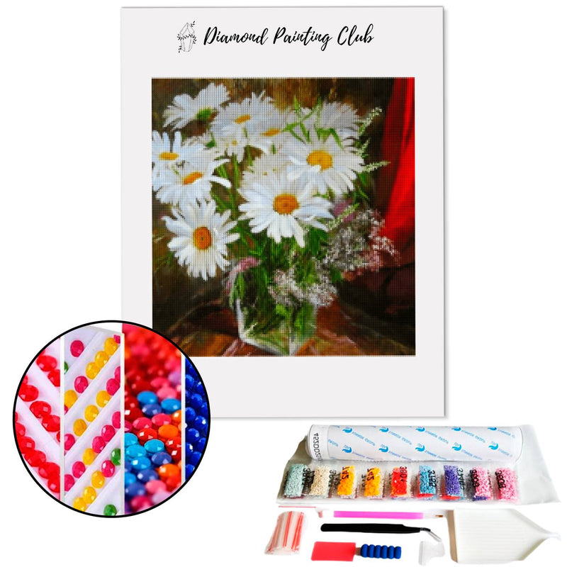 Diamond Painting Vaas met Margriet | Diamond-painting-club.nl