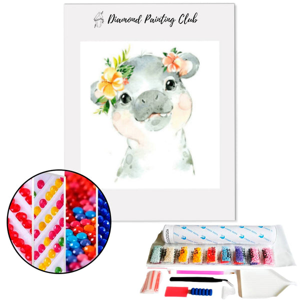 Diamond Painting Schattige Kleine Hippo | Diamond-painting-club.nl