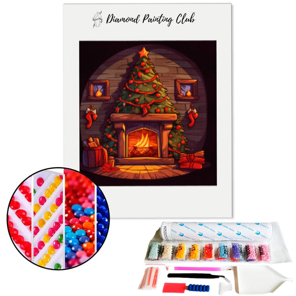 Diamond Painting Kindertijd Kerst Haard | Diamond-painting-club.nl