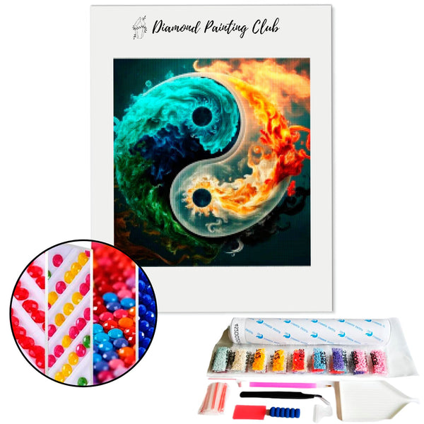 Diamond painting Yin en Yang water en vuur | Diamond-painting-club.nl