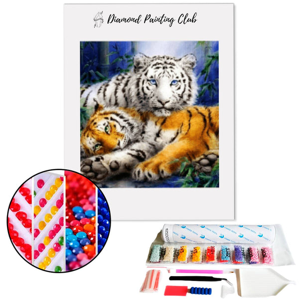 Diamond Painting Witte en Rode Tijgers | Diamond-painting-club.nl