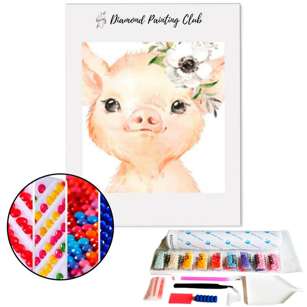 Diamond Painting Klein schattig varkentje | Diamond-painting-club.nl