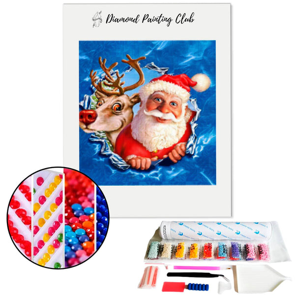 Diamond Painting Kerstman en zijn rendier | Diamond-painting-club.nl