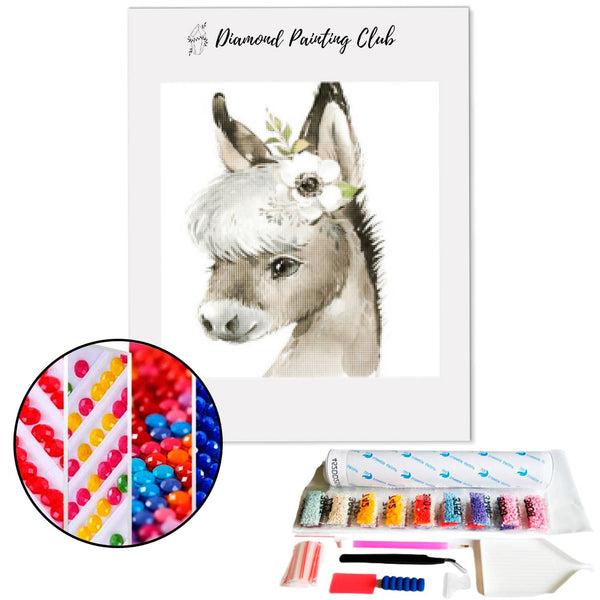 Diamond Painting Schattige Kleine Ezel | Diamond-painting-club.nl