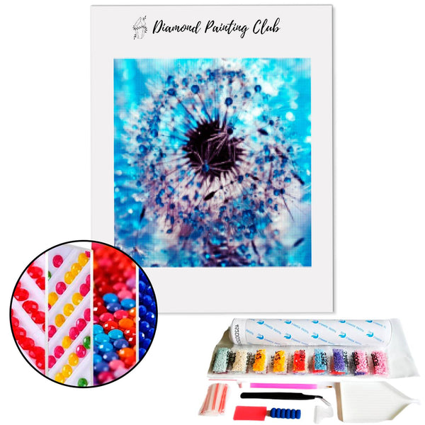 Diamond Painting Paardenbloem Blauw | Diamond-painting-club.nl