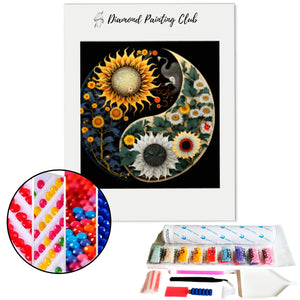 Diamond Painting Yin en Yang Zonnebloem | Diamond-painting-club.nl