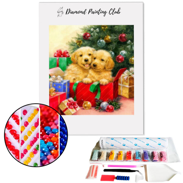 Diamond Painting Kerstpuppy | Diamond-painting-club.nl