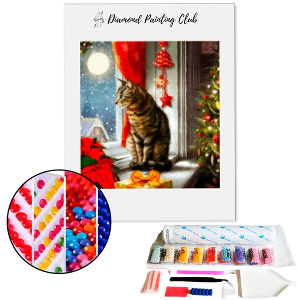 Diamond Painting Kerstkat | Diamond-painting-club.nl