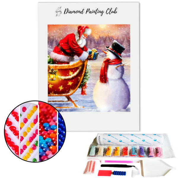 Diamond painting Kerstman en sneeuwpop | Diamond-painting-club.nl