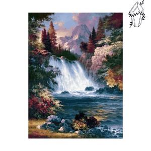 Diamond Painting Bloemrijke waterval | Diamond-painting-club.nl