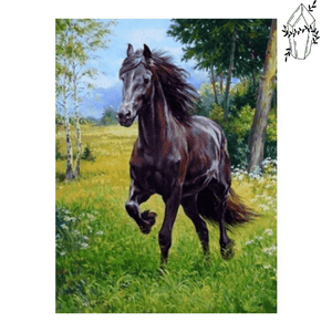 Diamond Painting Zwarte Galopperende Paard | Diamond-painting-club.nl