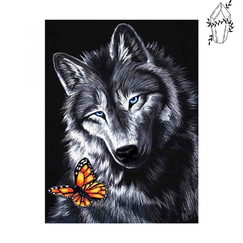 Diamond Painting Wolf en Vlinder | Diamond-painting-club.nl