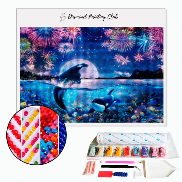 Diamond painting Orka & Vuurwerk | Diamond-painting-club.nl