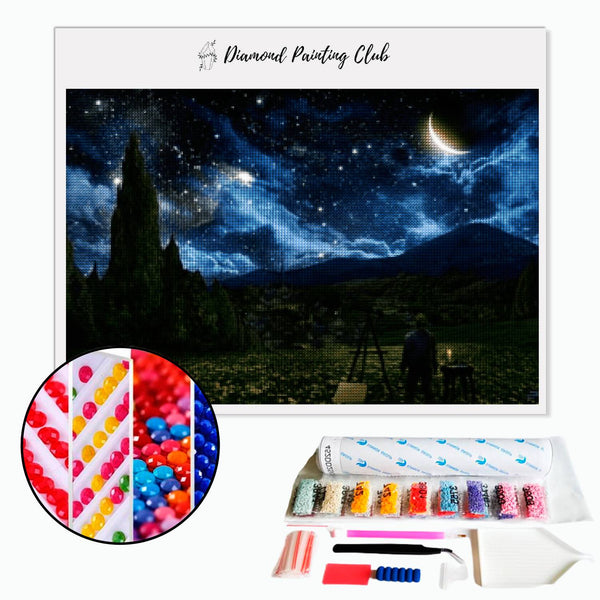 Diamond Painting Nacht voor een schilder | Diamond-painting-club.nl