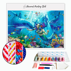 Diamond Painting Zeemeermin en Dolfijn | Diamond-painting-club.nl