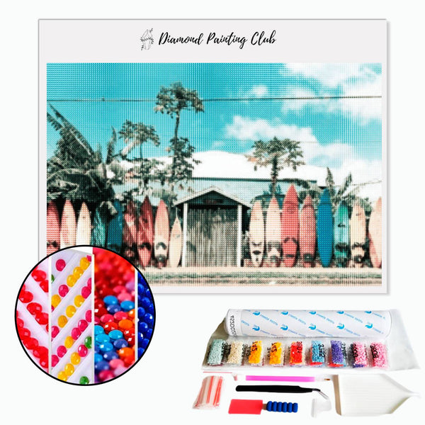 Diamond Painting Strand & Surfplank | Diamond-painting-club.nl