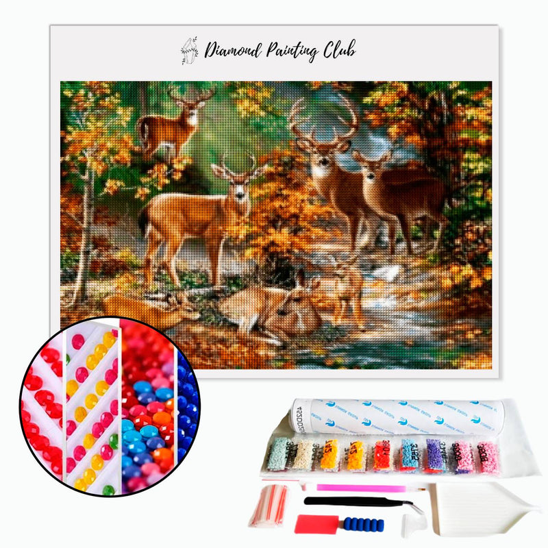 Diamond painting Familie van herten en hinden | Diamond-painting-club.nl