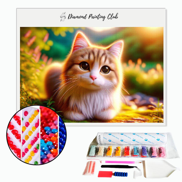 Diamond Painting Schattige kat in het gras | Diamond-painting-club.nl