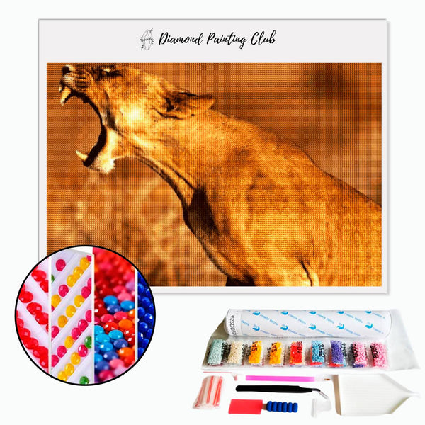 Diamond Painting Brullende Leeuwin | Diamond-painting-club.nl