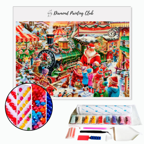 Diamond Painting Kerstman en kermis | Diamond-painting-club.nl