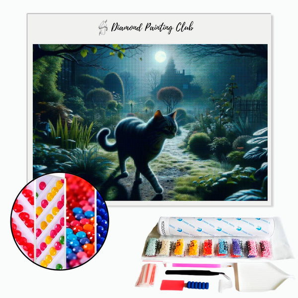 Diamond Painting Nachtelijke Kattenwandeling | Diamond-painting-club.nl