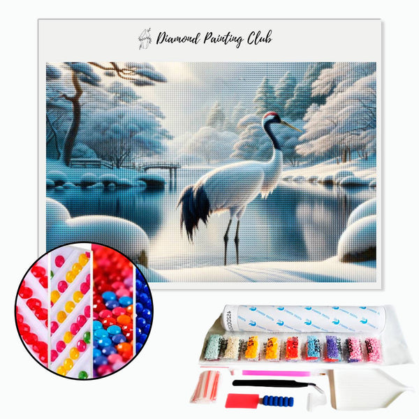 Diamond Painting Kraan op bevroren meer | Diamond-painting-club.nl