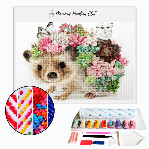 Diamond Painting Egel en Bloemen | Diamond-painting-club.nl