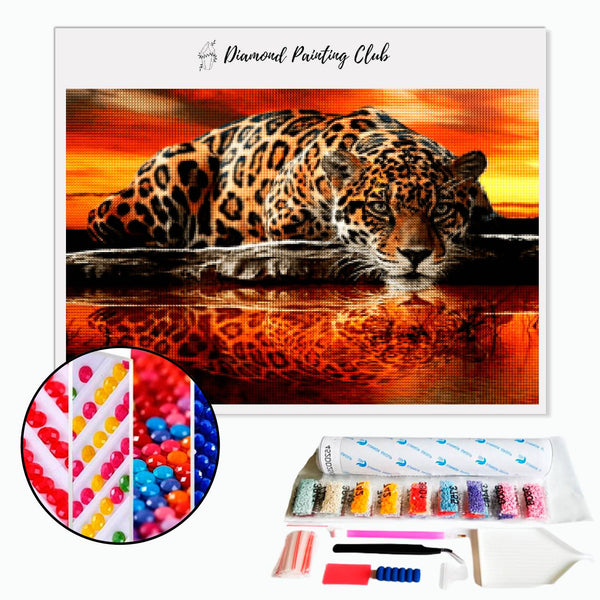 Diamond Painting Jaguar aan de waterkant | Diamond-painting-club.nl