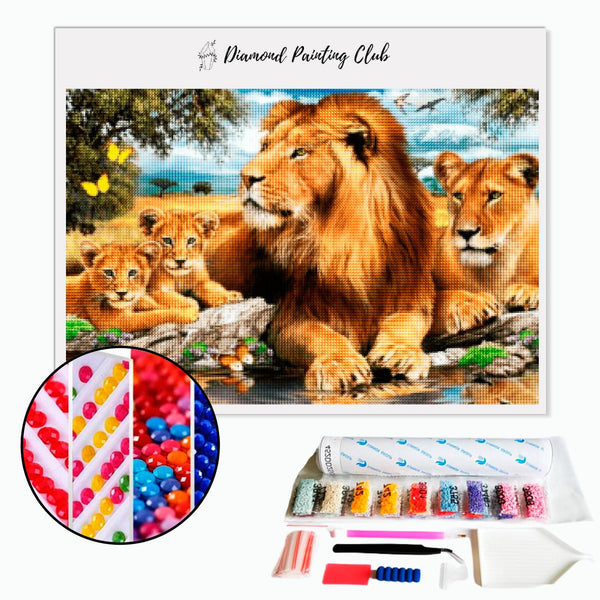 Diamond painting Leeuw & zijn leeuwin | Diamond-painting-club.nl