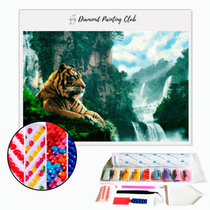 Diamond painting Tijger & waterval | Diamond-painting-club.nl