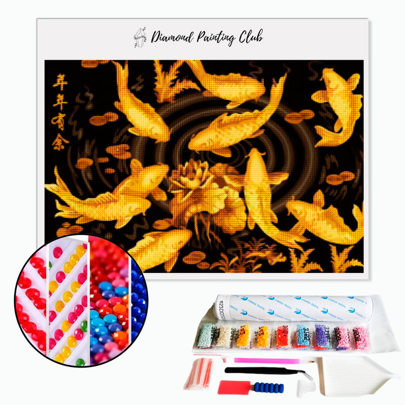 Diamond painting Gouden Koi Karper | Diamond-painting-club.nl