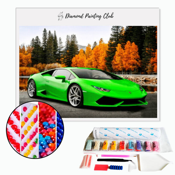 Diamond Painting Groene Lamborghini | Diamond-painting-club.nl