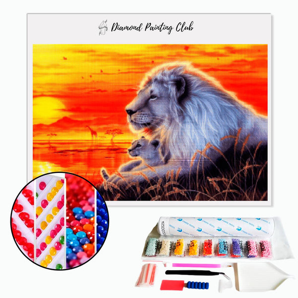 Diamond Painting Witte Savanne Leeuw | Diamond-painting-club.nl