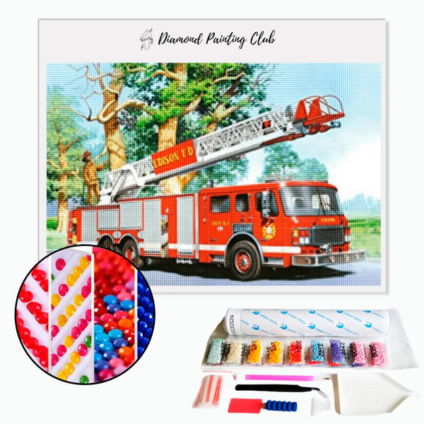 Diamond painting Brandweerwagen | Diamond-painting-club.nl