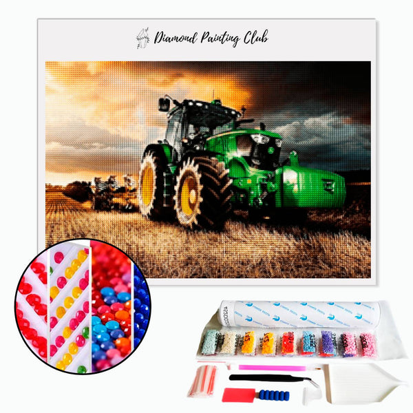 Diamond Painting Tractor in een veld | Diamond-painting-club.nl