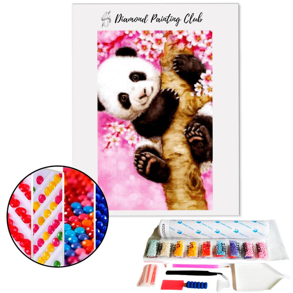 Diamond Painting Kleine panda in een sakura | Diamond-painting-club.nl