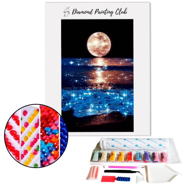 Diamond painting Maan & zee van blauwe tranen | Diamond-painting-club.nl