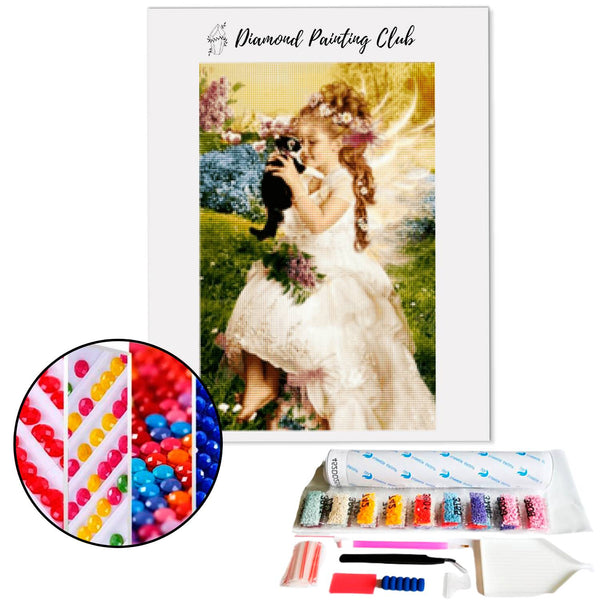 Diamond Painting Kind Prinses en kitten | Diamond-painting-club.nl