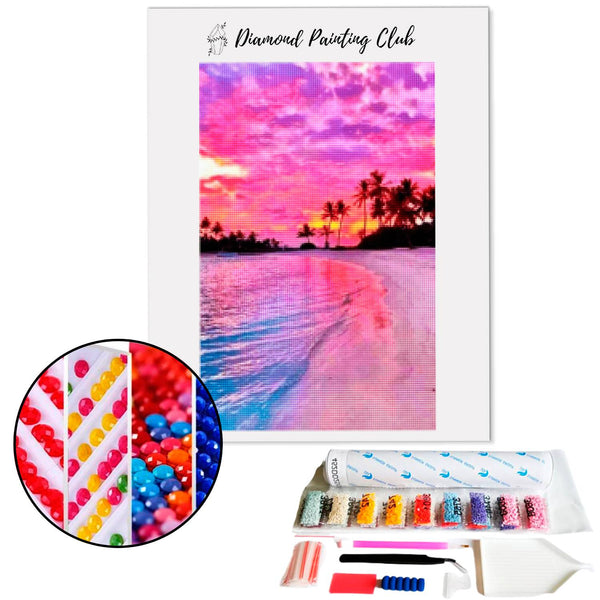 Diamond Painting Strand bij zonsondergang | Diamond-painting-club.nl