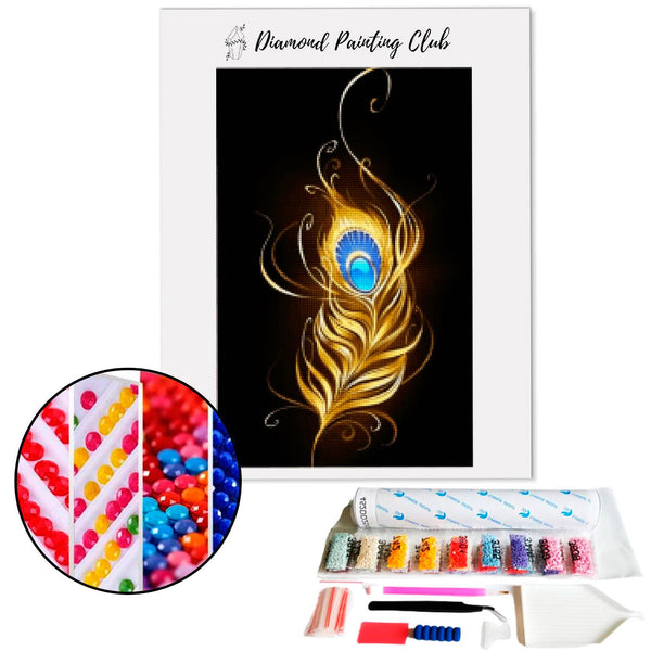 Diamond Painting Gouden Pauwenveer | Diamond-painting-club.nl