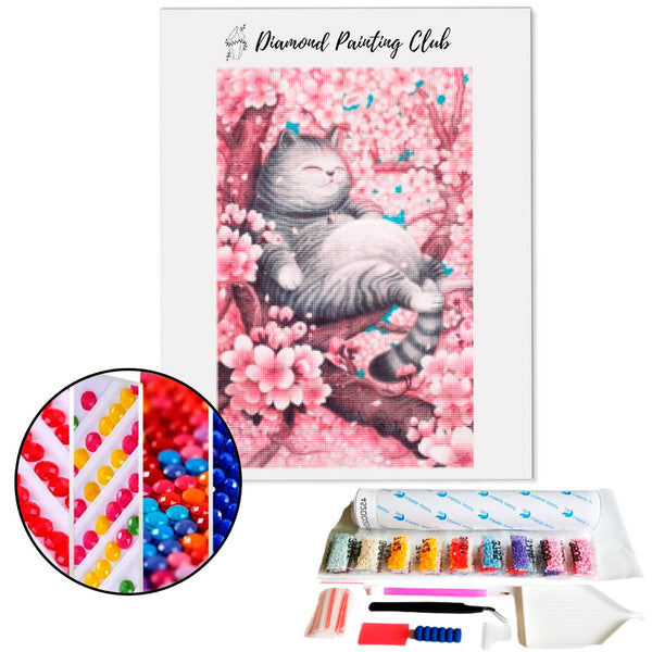 Diamond Painting Japanse Sakura Kat | Diamond-painting-club.nl