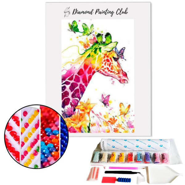 Diamond painting veelkleurige giraffe | Diamond-painting-club.nl