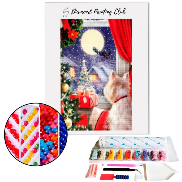 Diamond Painting Hond & Kerstman | Diamond-painting-club.nl