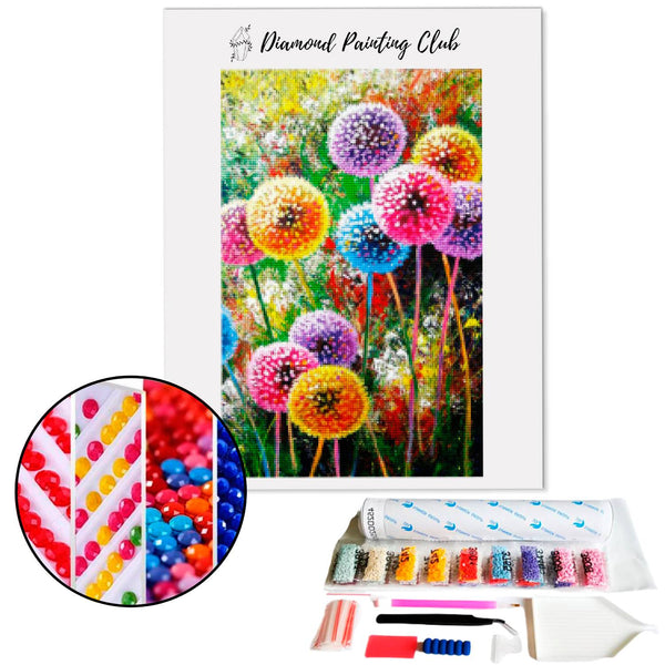 Diamond Painting Kleurrijke Paardenbloemen | Diamond-painting-club.nl