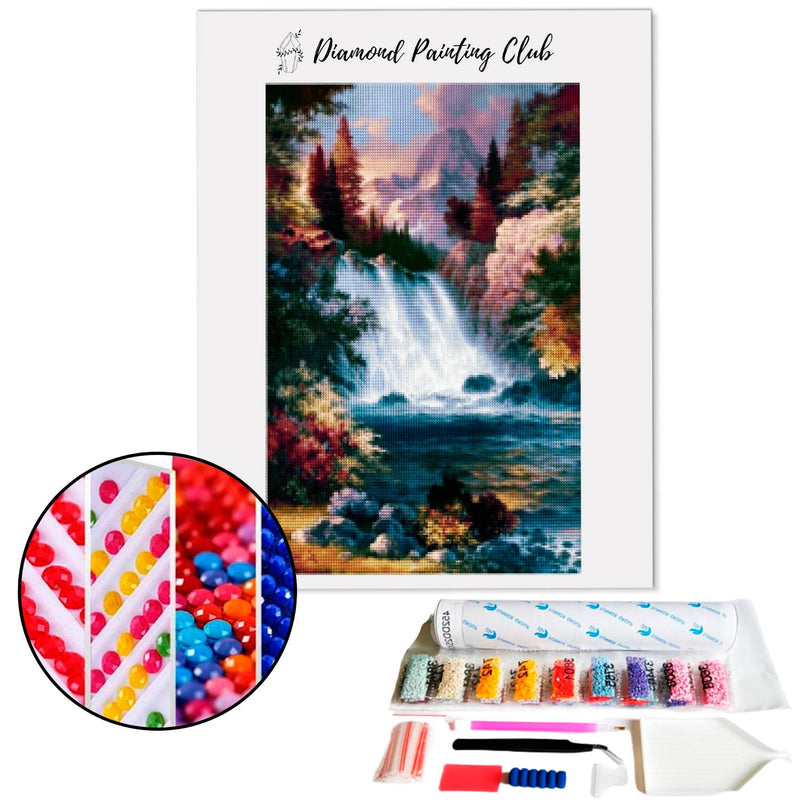 Diamond Painting Bloemrijke waterval | Diamond-painting-club.nl