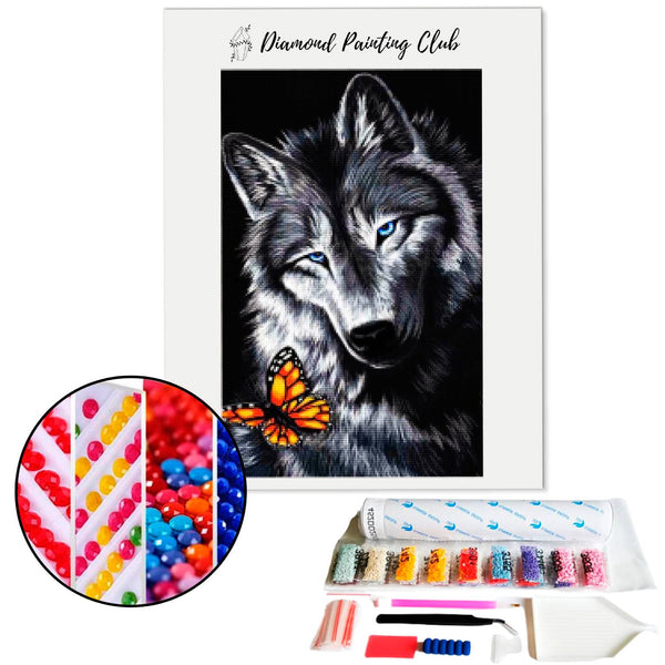 Diamond Painting Wolf en Vlinder | Diamond-painting-club.nl