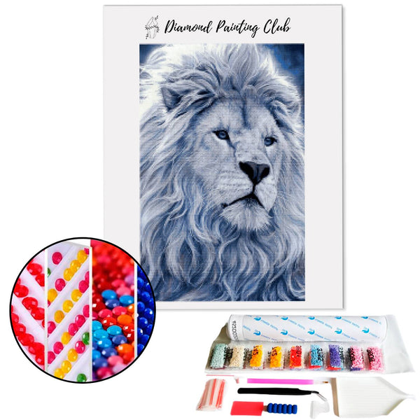 Diamond Painting Witte Leeuw voorouderlijk | Diamond-painting-club.nl